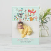 ウッドランド動物新生児誕生のお知らせ 招待状 (スタンド正面)