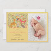 ウッドランド動物新生児誕生のお知らせ 招待状 (正面)