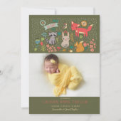 ウッドランド動物新生児誕生のお知らせ 招待状 (正面)