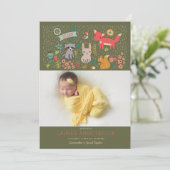 ウッドランド動物新生児誕生のお知らせ 招待状 (スタンド正面)