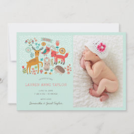ウッドランド動物新生児誕生のお知らせ 招待状