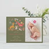 ウッドランド動物新生児誕生のお知らせ 招待状 (スタンド正面)