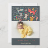 ウッドランド動物新生児誕生のお知らせ 招待状 (正面)