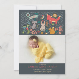 ウッドランド動物新生児誕生のお知らせ 招待状