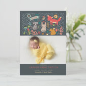 ウッドランド動物新生児誕生のお知らせ 招待状 (スタンド正面)