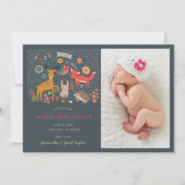 ウッドランド動物新生児誕生のお知らせ 招待状