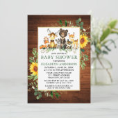 ウッドランド動物木のひまわり赤ちゃんシャワー 招待状 (スタンド正面)