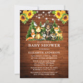 ウッドランド動物木製ひまわりライトシャワー 招待状 (正面)