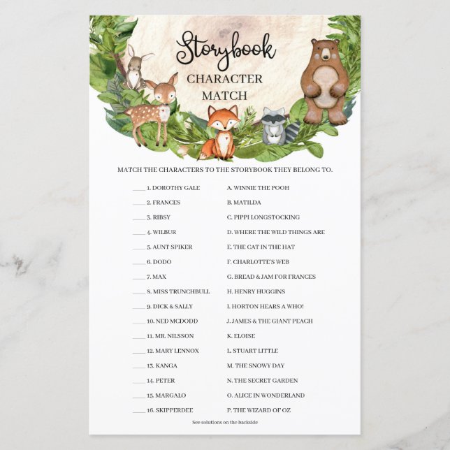 ウッドランド動物木製ストーリーブックキャラクターマッチ (正面)