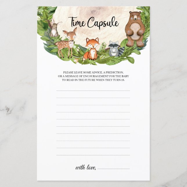 ウッドランド動物木製スライス時間カプセル (正面)