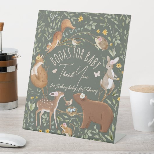 ウッドランド動物林の友人の本ベビーのサイン 台座サイン (インサイチュ)