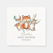 ウッドランド動物林の赤ちゃんシャワー スタンダードカクテルナプキン (正面)