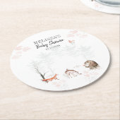 ウッドランド動物林の赤ちゃんシャワー ラウンドペーパーコースター (アングル)