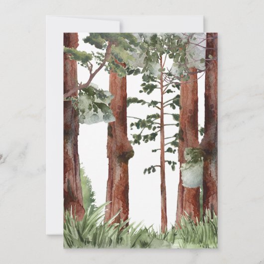 ウッドランド動物林の赤ちゃんシャワー 招待状 (裏面)