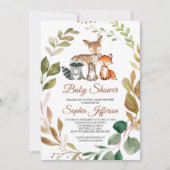 ウッドランド動物林素朴赤ちゃんシャワー 招待状 (正面)