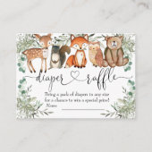 ウッドランド動物林赤ちゃんシャワーおむつラッフル エンクロージャーカード (正面)