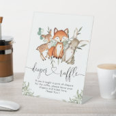 ウッドランド動物林赤ちゃんシャワーおむつラッフル 台座サイン (インサイチュ)