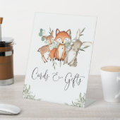 ウッドランド動物森林赤ちゃんシャワーカードとギフト 台座サイン (インサイチュ)