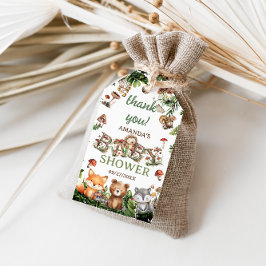 ウッドランド動物植物性ベビーシャワーありがとう ギフトタグ