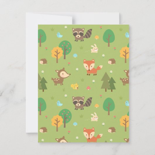 ウッドランド動物模様ベビーシャワー招待状 招待状 (裏面)