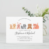 ウッドランド動物水彩カップル赤ちゃんシャワー 招待状 (スタンド正面)