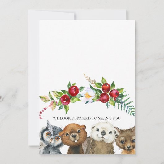 ウッドランド動物水彩赤ちゃんシャワー招待状 招待状 (裏面)