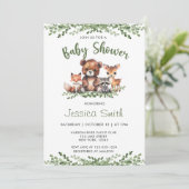 ウッドランド動物水彩赤ちゃんシャワー 招待状 (スタンド正面)