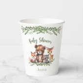 ウッドランド動物水彩赤ちゃんシャワー 紙コップ (裏面)
