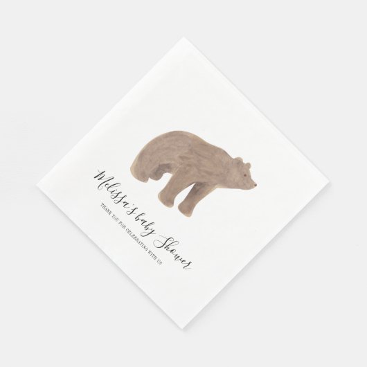 ウッドランド動物熊ベビーシャワー紙 スタンダードランチョンナプキン (角)