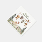 ウッドランド動物物干し林赤ちゃんシャワー スタンダードカクテルナプキン (角)