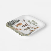 ウッドランド動物物干し林赤ちゃんシャワー ペーパープレート (傾斜あり)