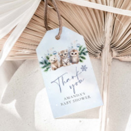 ウッドランド動物王ベビー冬の赤ちゃんシャワー ギフトタグ