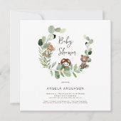 ウッドランド動物王国ベビーシャワーIIスクエア 招待状 (正面)