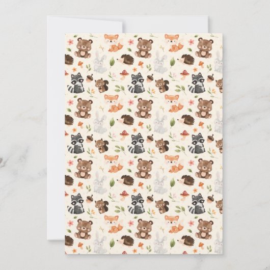 ウッドランド動物男の赤ちゃんシャワー招待状 招待状 (裏面)