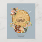ウッドランド動物男の赤ちゃんシャワー第1誕生日 チラシ (正面)