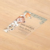 ウッドランド動物男女兼用の赤ちゃんシャワー アクリル招待状 (レイダウン)