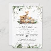 ウッドランド動物男女兼用の赤ちゃんシャワー 招待状 (正面)