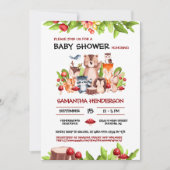 ウッドランド動物男女兼用の赤ちゃんシャワー 招待状 (正面)