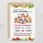 ウッドランド動物男女兼用の赤ちゃんシャワー 招待状 (正面/裏面)