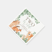 ウッドランド動物白二野生第二誕生日 スタンダードカクテルナプキン (角)