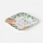 ウッドランド動物白二野生第二誕生日 ペーパープレート (傾斜あり)