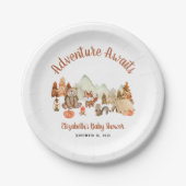 ウッドランド動物秋の冒険ベビーシャワー ペーパープレート (正面)