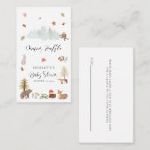 ウッドランド動物秋の赤ちゃんシャワーおむつラッフル エンクロージャーカード (正面/裏面)