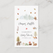 ウッドランド動物秋の赤ちゃんシャワーおむつラッフル エンクロージャーカード (正面)