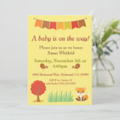 ウッドランド動物秋をテーマにした赤ちゃんシャワー 招待状 (スタンド正面)