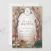 ウッドランド動物秋秋の森の赤ちゃんシャワー 招待状 (正面)