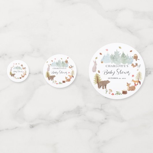 ウッドランド動物秋赤ちゃんシャワー コンフェッティ (裏面)