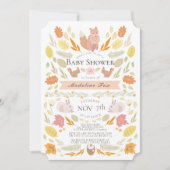 ウッドランド動物紅葉ベイビーシャワー 招待状 (正面)