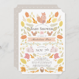 ウッドランド動物紅葉ベイビーシャワー 招待状