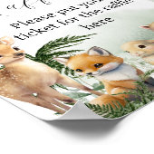 ウッドランド動物緑おむつラッフルベビーシャワー ポスター (角)